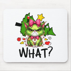 Lustige Grüne Katze Weihnachtsbaum Frohe Weihnacht Mousepad