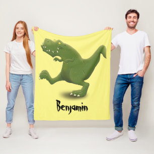 Lustige grüne T-Rex-Dinosaurier-Cartoon-Illustrati Fleecedecke