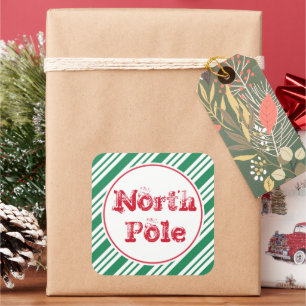 Lustige grüne Weihnachten Nordpol-Geschenkanhänger Quadratischer Aufkleber