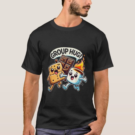 Lustige Gruppenumarmung Marshmallow Smores Outdoor T-Shirt (Vorderseite)