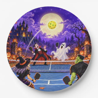Lustige, gruselige Halloween-Pickleball-Platte Pappteller