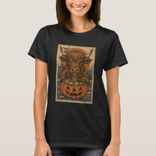 Lustige Gruselige Highland-Kuh Kürbis Japanische R T-Shirt