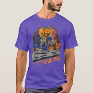 Lustige Gruselige Schreckliche Halloween-Kürbis-DJ T-Shirt