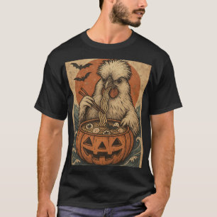 Lustige Gruselige Silkie-Huhn Kürbis Japanische Ra T-Shirt
