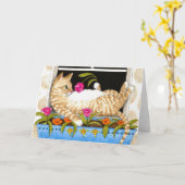 Lustige Gruß-Karte der Katzen-451 Karte (Gelbe Blume)