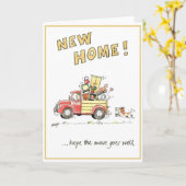 Lustige Grußkarte - neues Zuhause Karte (Gelbe Blume)