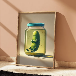 Lustige Gurke im Glas Kunstprint Retro-Küchenkunst Poster