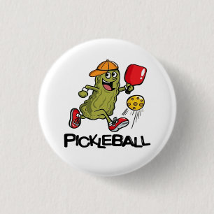 Lustige Gurke spielt Pickleball Button