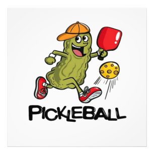 Lustige Gurke spielt Pickleball  Fotodruck