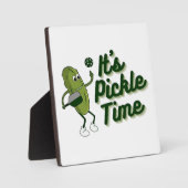 Lustige Gurke spielt Pickleball Fotoplatte (Vorderseite)