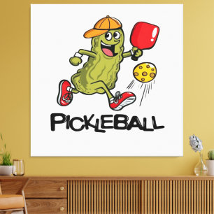 Lustige Gurke spielt Pickleball Leinwanddruck