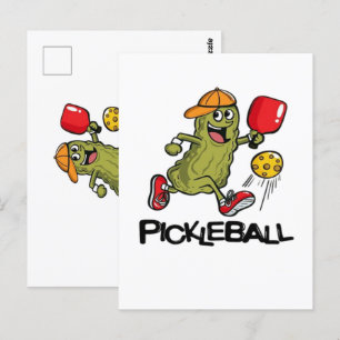 Lustige Gurke spielt Pickleball Postkarte