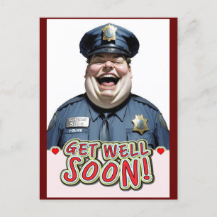 lustige gute Besserung Officer Postkarte
