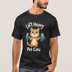 Lustige Gym-Workout-Gewichtheber-Katze-Tier-Thema T-Shirt