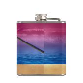 Lustige Hahn-Huhn-Cocktail-tropisches Strand-Meer Flachmann (Rückseite)