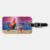 Lustige Hahn-Huhn-Cocktail-tropisches Strand-Meer Gepäckanhänger (Vorderseite horizontal)