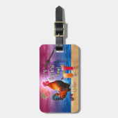 Lustige Hahn-Huhn-Cocktail-tropisches Strand-Meer Gepäckanhänger (Vorderseite vertikal)