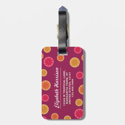 Lustige Hahn-Huhn-Cocktail-tropisches Strand-Meer Gepäckanhänger (Rückseite vertikal)