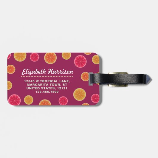 Lustige Hahn-Huhn-Cocktail-tropisches Strand-Meer Gepäckanhänger (Rückseite horizontal)