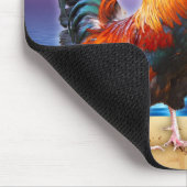 Lustige Hahn-Huhn-Cocktail-tropisches Strand-Meer Mousepad (Ecke)