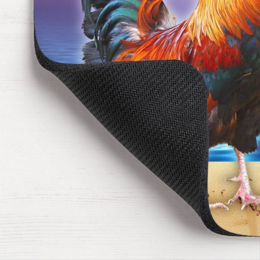 Lustige Hahn-Huhn-Cocktail-tropisches Strand-Meer Mousepad (Ecke)