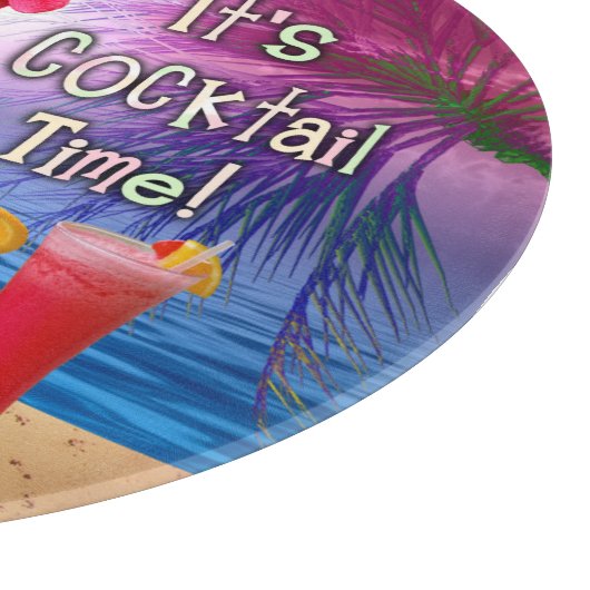 Lustige Hahn-Huhn-Cocktail-tropisches Strand-Meer Schneidebrett (Ecke)