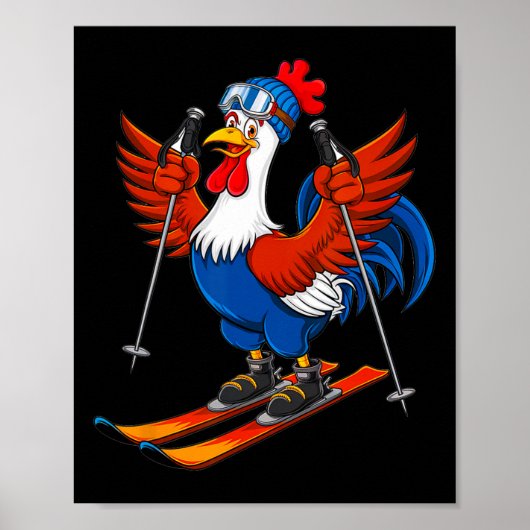 Lustige Hahn-Ski-Abenteuer-Cartoon Poster (Vorne)