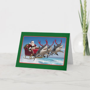 Lustige Hai-Weihnachtskarte Feiertagskarte