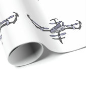 Lustige Haifisch-Drohne-Kunst Geschenkpapier (Rolleneckpunkt)