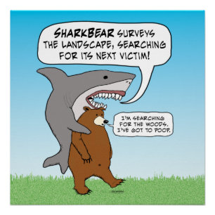 Lustige Haifisch-und Bärn-Suche Poster