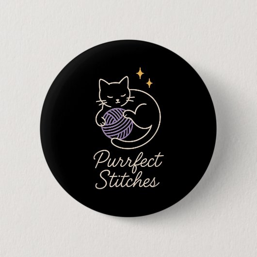 Lustige Häkelkatzen-Mama-Garnliebhaberin-Pun-Humor Button (Vorderseite)