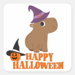 Lustige Halloween Capybara Quadratischer Aufkleber