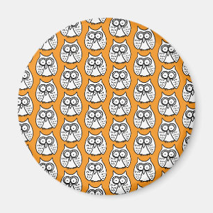 Lustige Halloween-Cartoon-Eulen Orange Magnet
