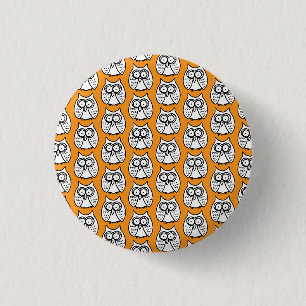 Lustige Halloween-Comic-Eulen Orange Button
