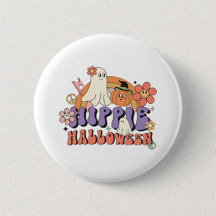 Lustige Halloween-Designs Hippie Halloween Retro Button