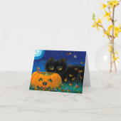 Lustige Halloween-Fall-Katzen-Mäusekunst Karte (Gelbe Blume)