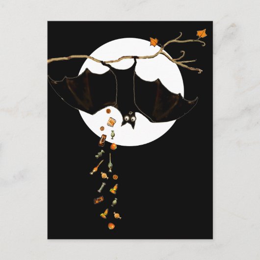 Lustige Halloween-Fledermaus Postkarte (Vorderseite)