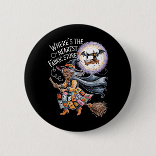 Lustige Halloween-Hexe Nähen und Stoffliebhaberin Button