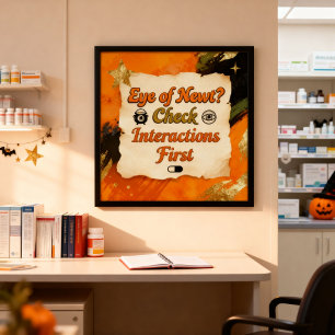 Lustige Halloween-Hexen-Apothekerin-Gothik-Orange Poster