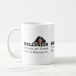 Lustige Halloween-Hexen-Spruch zu Trick or Treat Kaffeetasse