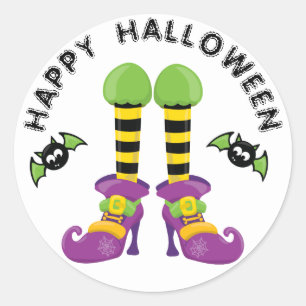 Lustige Halloween-Hexenfüße Runder Aufkleber