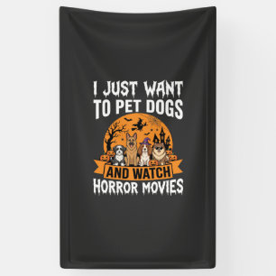 Lustige Halloween-Hunde-Horrorfilme-Vektor Banner