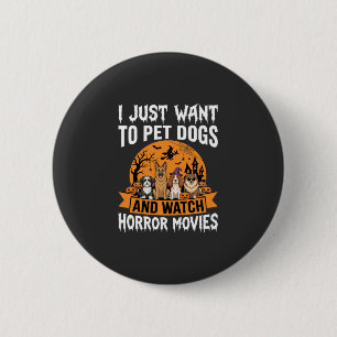 Lustige Halloween-Hunde-Horrorfilme-Vektor Button