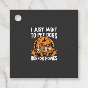 Lustige Halloween-Hunde-Horrorfilme-Vektor Geschenkanhänger