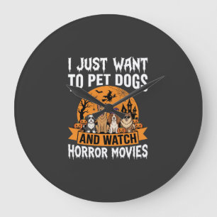 Lustige Halloween-Hunde-Horrorfilme-Vektor Große Wanduhr