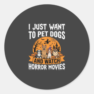 Lustige Halloween-Hunde-Horrorfilme-Vektor Runder Aufkleber
