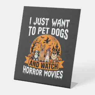 Lustige Halloween-Hunde-Horrorfilme-Vektor Sockelschild