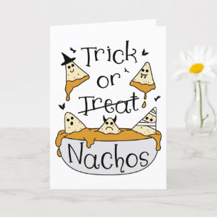 Lustige Halloween-Karte Gruselige Nachos Cartoon Karte
