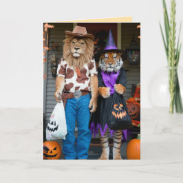 Lustige Halloween-Karte mit Löwe/Tiger Feiertagskarte