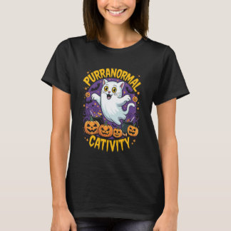 Lustige Halloween-Katz-Geist-Purranormale Aktivitä T-Shirt